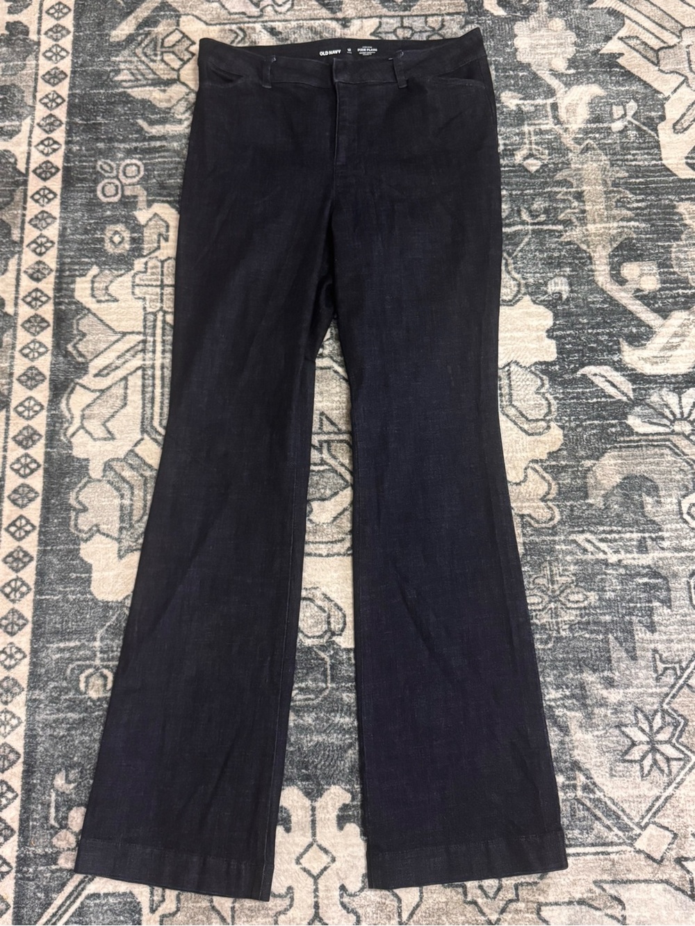 Old Navy High Waisted Pixie Flare Wide Leg Jeans Dark Indigo Sz 12 Tall